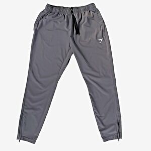 Gym Shark Track Pants Womens Large Gray Jogger Athletic Ankle Zip Work Out
